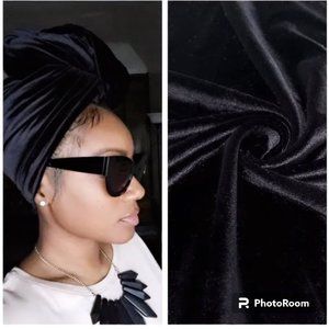 Wrapped by Nellz Black Velvet Headwrap NWT